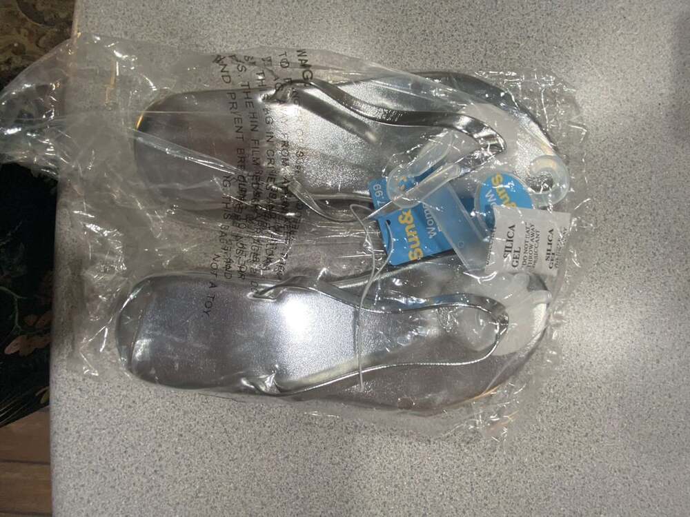 Sun & Sky Flip Flop Sandals Silver Metallic